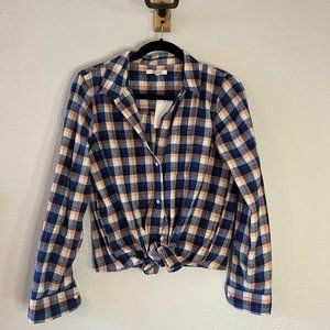 Madewell Tie Front Plaid Flannel